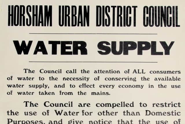 Notice of water restrictions in June 1922