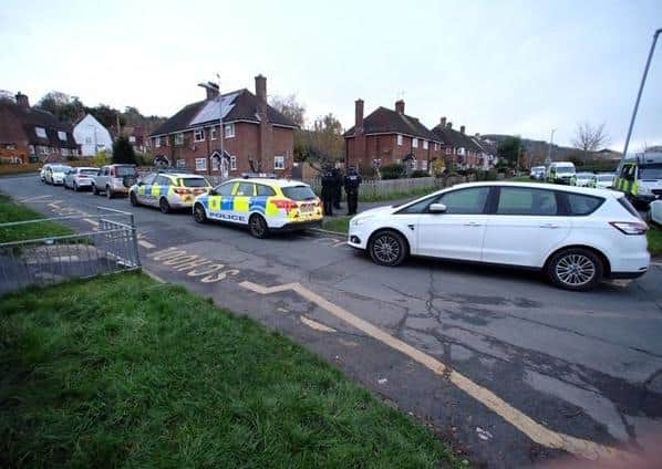 Police at the scene in Landport Recreation Ground, Lewes. Picture: Peter Cripps