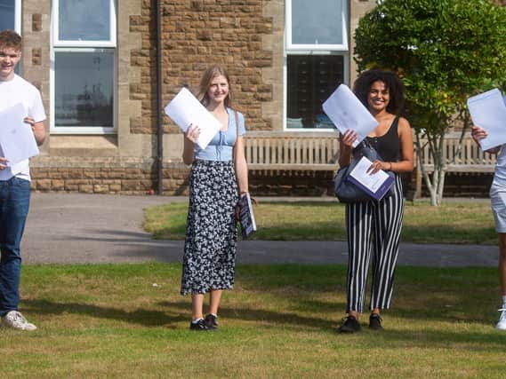 Churcher's College students with their results