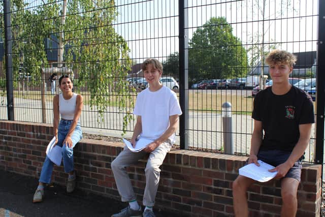 Students celebrate their results at Bishop Luffa School