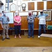 Ringers (from the left), Tom White, Mike Cattell, Val Burgess (Tower Captain), David Capewell, and Ian Smith.