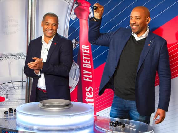 Flashback to last year when Mark Bright and Dion Dublin were at Chichester City for the FA Cup second round draw / Picture: Neil Holmes