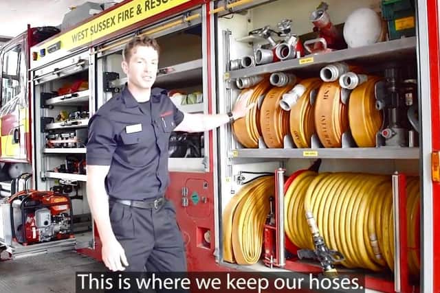Viewers were shown around the lockers in a fire engine