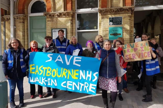 A previous protest against plans to close Eastbourne Station Health Centre