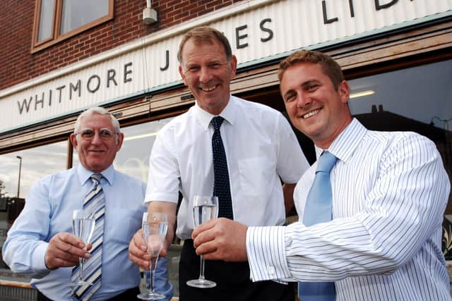 Celebrating 100 years of Whitmore Jones in September 2009, from left, Gerald Lloyd, Christopher Whitmore Jones and Mike Whitmore Jones at the Chichester store. Picture: Bill Shimmin C091581-1