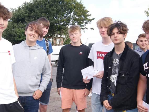 Another group at the school this morning after receiving their results today