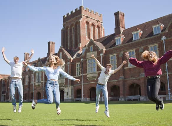 Eastbourne College students celebrating their GCSE results