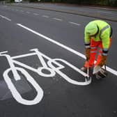 An example of a temporary cycle lane