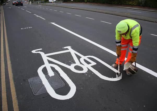 An example of a temporary cycle lane
