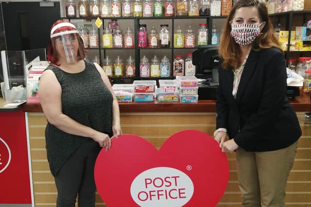 Caroline Ansell MP (right) reopens Langney Post Office with new postmaster Sholeh Williams