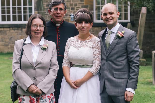 Hilary and Chris Brookes were married by her dad, Rev Canon Philip Cunningham at his church in Gosforth, Newcastle upon Tyne