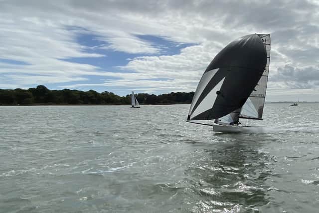 Sailing at Chalkdock Point, a headland within Chichester Harbour