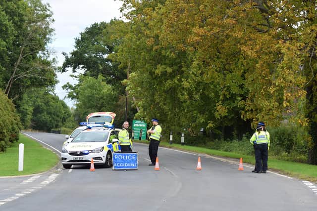 Police at the scene of the Laughton collision. Picture by Dan Jessup SUS-200830-153747001