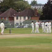 Horsham celebrate one of Ben Williams' four wickets / Picture: Peter Willis