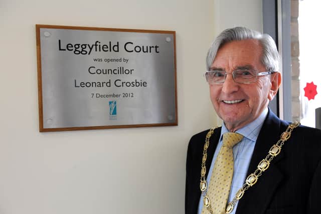 Councillor Leonard Crosbie pictured at the official opening of Leggyfield Court, . Photo by Derek Martin ENGSUS00120120712145529