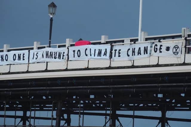A banner on Worthing Pier