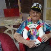 Frank Gearing, a resident at RMBI Home Barford Court, enjoying the virtual cruise.