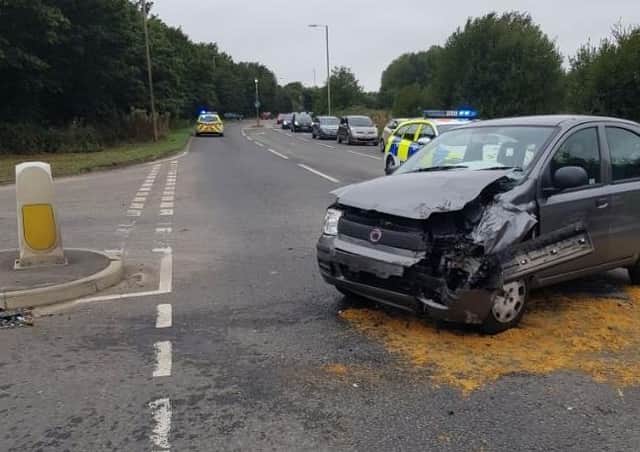 Two vehicles have been involved in a collision on A259 Worms Lane around B2132 Yapton Road, near Middleton-on-sea. Photo: Arun Police SUS-200309-164843001