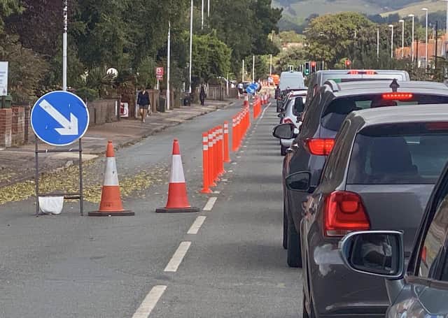 One of the pop-up cycle lanes causing havoc for motorists