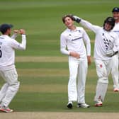 James Coles is congratulated after dismissing Ben Foakes / Picture: Getty
