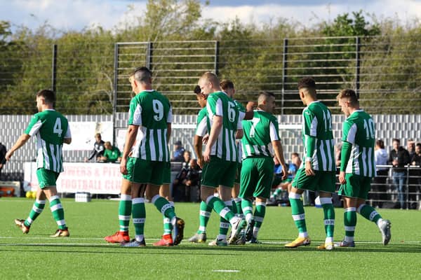 Chichester City - pictured here at Bowers and Pitsea - were last season's Sussex heroes in the FA Cup. Who can do it this year? Picture: Jordan Colborne