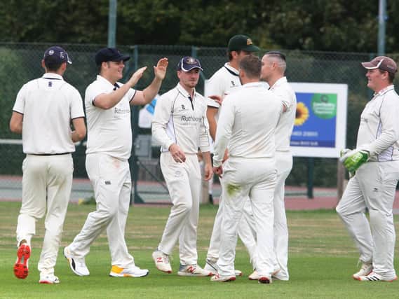 Slinfold celebrate a Crowhurst Park wicket