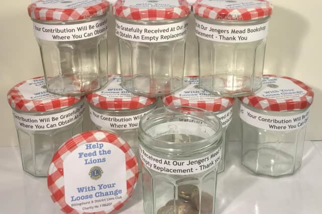 Billingshurst & District Lions Club will have jars at its charity bookshop in Jengers Mead for people to fill with loose change SUS-200914-142019001