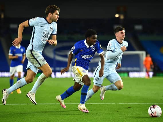 Tariq Lamptey impressed for Brighton against his former club. (Photo by Glyn Kirk/Pool via Getty Images)