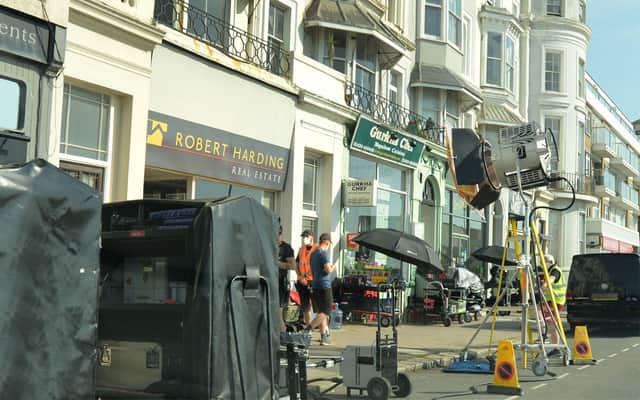 Filming taking place on Grand Parade, St Leonards on 15/9/20 SUS-200915-105920001