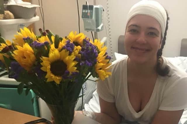 Simona Stankovska, 32, of Priory Road, Rustington, has been given the British Citizen Award Medal of Honour for setting up The Cavernoma Society. Pictured: a few days after her operation