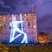 An example of Double Take Projections' work at Norwich Castle in run up to Christmas 2016
