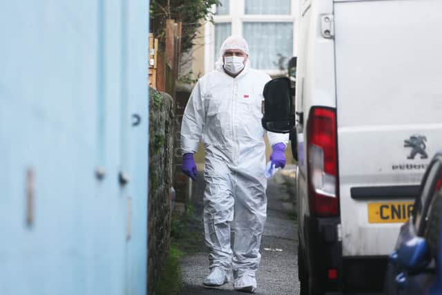 A forensic at the scene in Newhaven
