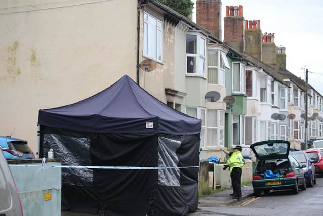 Police at the scene in Newhaven
