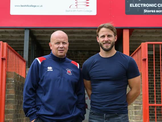 Eastbourne Borough boss Danny Bloor and captain Charlie Walker / Picture: Andy Pelling