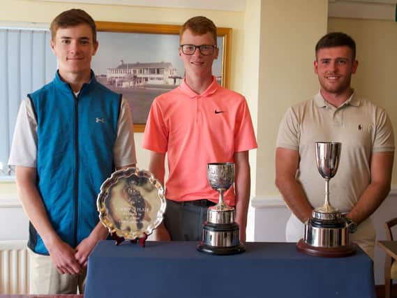 Left to right Joe Sykes, Drew Sykes Club Champion and Harry Page
