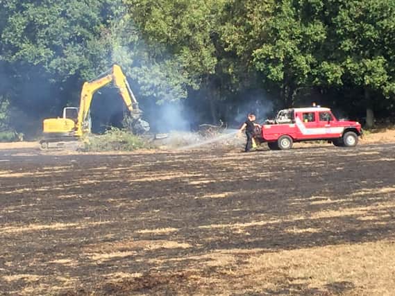 A fire in Coltstaple Lane, Horsham, destroyed 1,000 square metres of grass. Photo: Tristan Loraine