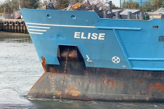 The MV Elise is blocking the River Arun. Picture: Robert Boyce