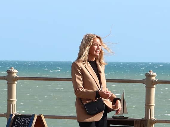 Connie Nielsen on St Leonards seafront: Picture: Ross Settles