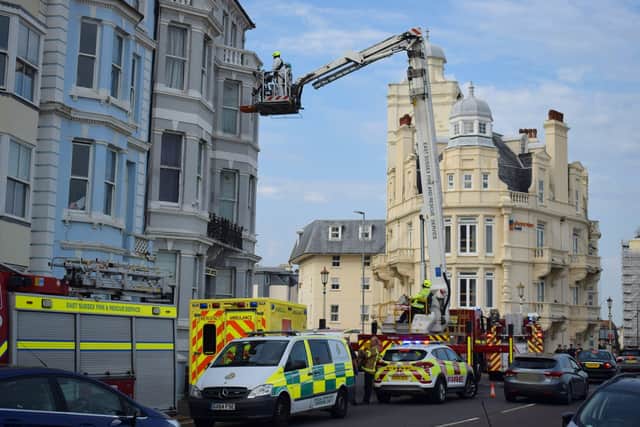 Emergency services at the scene in Eastbourne. Picture: Dan Jessup SUS-200919-175515001