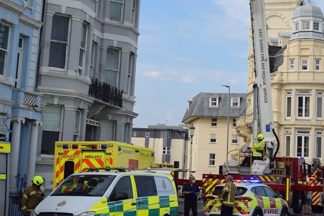 Emergency services at the scene in Eastbourne. Picture: Dan Jessup SUS-200919-175526001