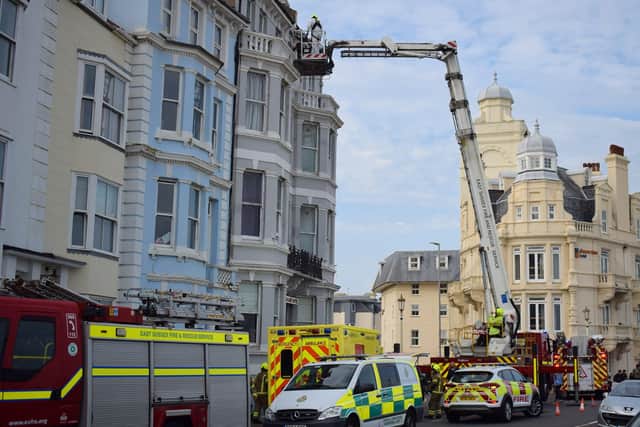 Emergency services at the scene in Eastbourne. Picture: Dan Jessup