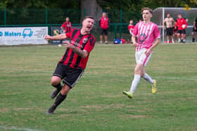 Nick Tilley celebrating the late equaliser. Picture by Iain Gibson