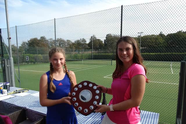 Gabriela Pcheco-Lagoda (L) and Polly McCarthy Winners of the Ladies Mixed Doubles