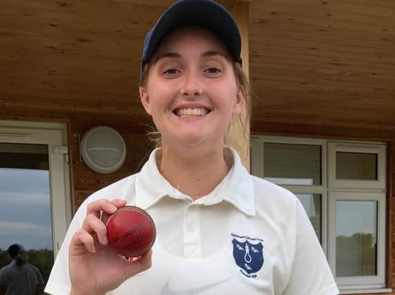 All smiles - Kaleigh Pavitt after her five-wicket haul for Hailsham against Rottingdean