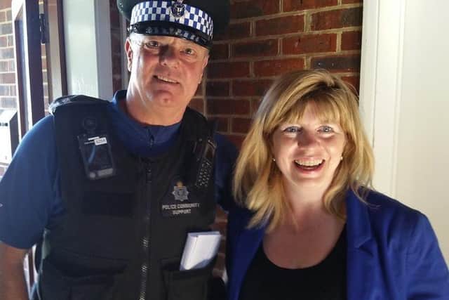Lewes MP Maria Caulfield with a PCSO