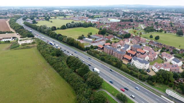 CHICHESTER WHYKE ROUNDABOUT  LOOKING WEST -AERIAL DRONE PICS SUS-161229-121602001