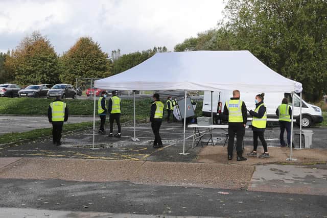 Brooklands Park's mobile testing centre being set up
