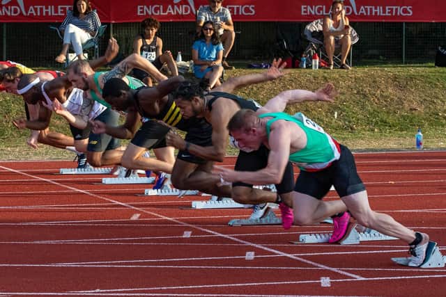 The 100m at the Worthing Harriers evening meeting / Pictures: Ed Wilcock and Andy Cox