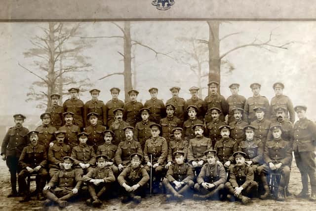 This photograph of the 2nd Battalion of the Royal Sussex Regiment was found in a junk shop in Rye