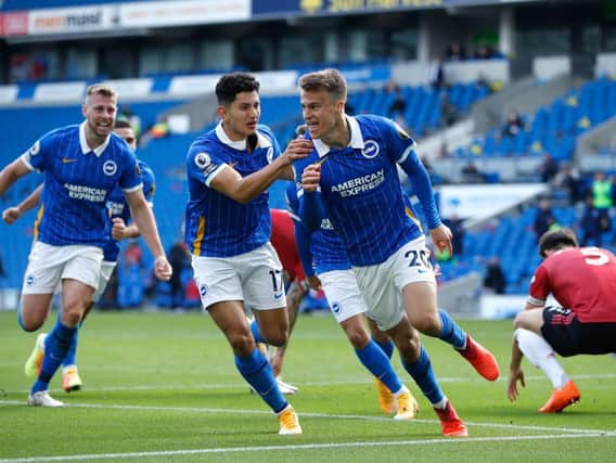 Brighton's Solly March was a constant threat to Manchester United